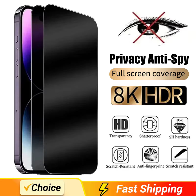 Full Cover Privacy Screen Protector — Anti-Spy Tempered Glass for iPhone
